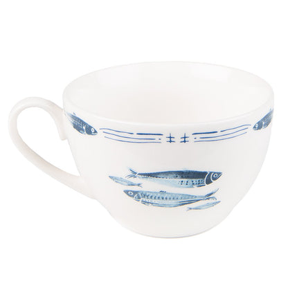 Kop en schotel 250 ml keramiek wit blauw