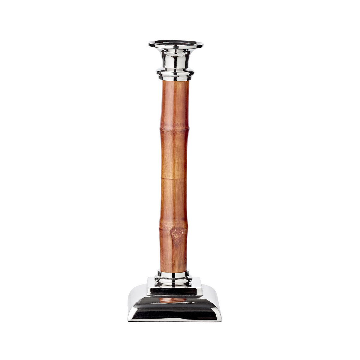 Kandelaar EDZARD spar bamboe RVS 30 cm zilver