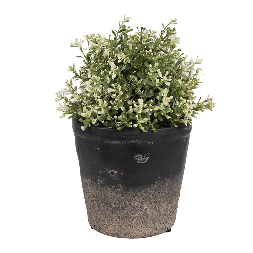 Bloempot Ø 15x14 cm zwart bruin keramiek