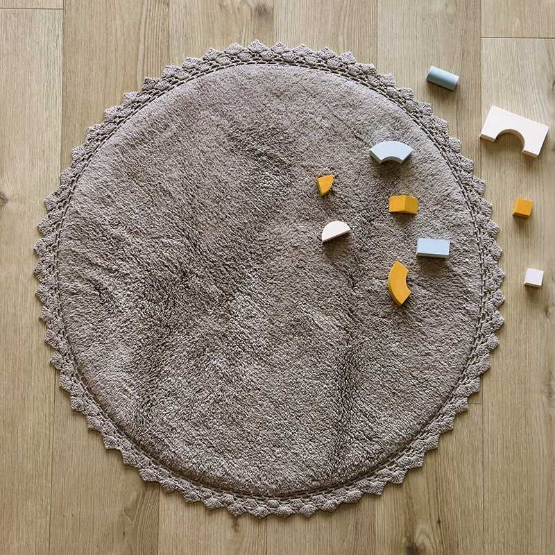 Vloerkleed rond 110 cm grijs katoen