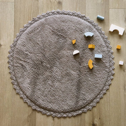 Vloerkleed rond 110 cm grijs katoen