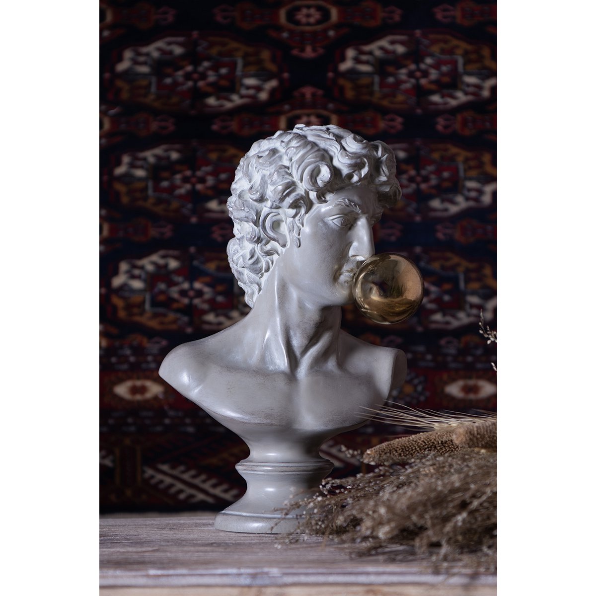 Bust of man 21x16x34 cm grey polyresin