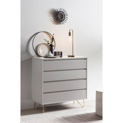 Ladekast 90x40x90 cm wit met gouden poten