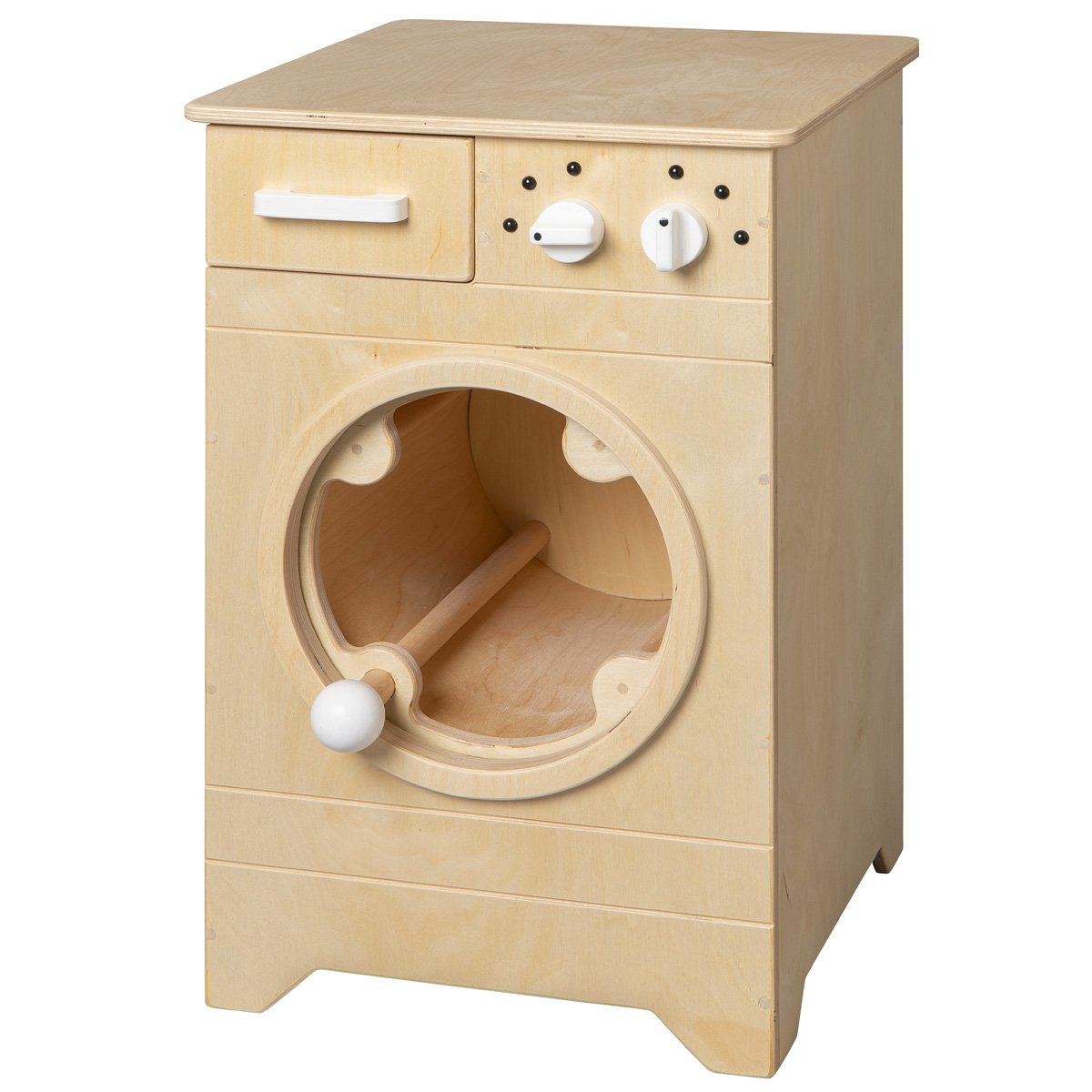 Speelgoed wasmachine hout naturel wit