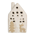 Decoration House with LED 6x5x10 cm Beige Ceramic