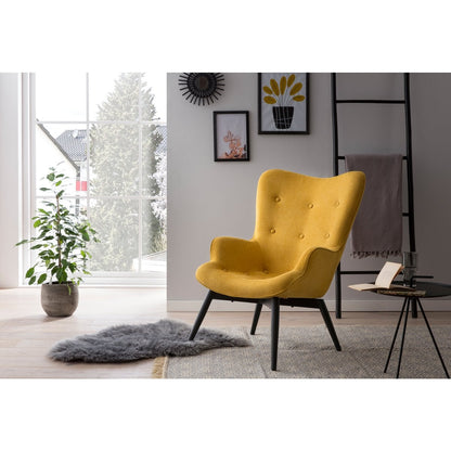 Armchair with yellow structured fabric