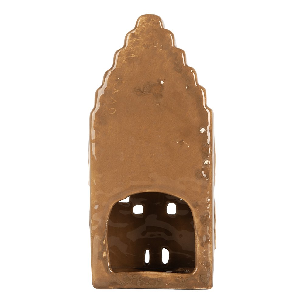 Waxinelichthouder Huis 8x7x16 cm Bruin Keramiek