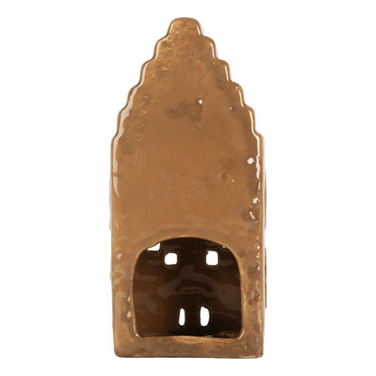 Waxinelichthouder Huis 8x7x16 cm Bruin Keramiek