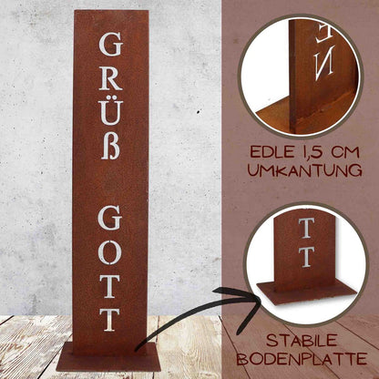 Roestbord Grüß Gott 71 cm metaal