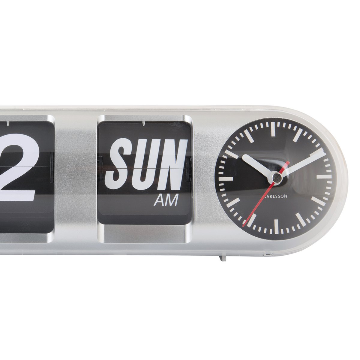 Wandklok Tube Flip 38 cm zilver plastic