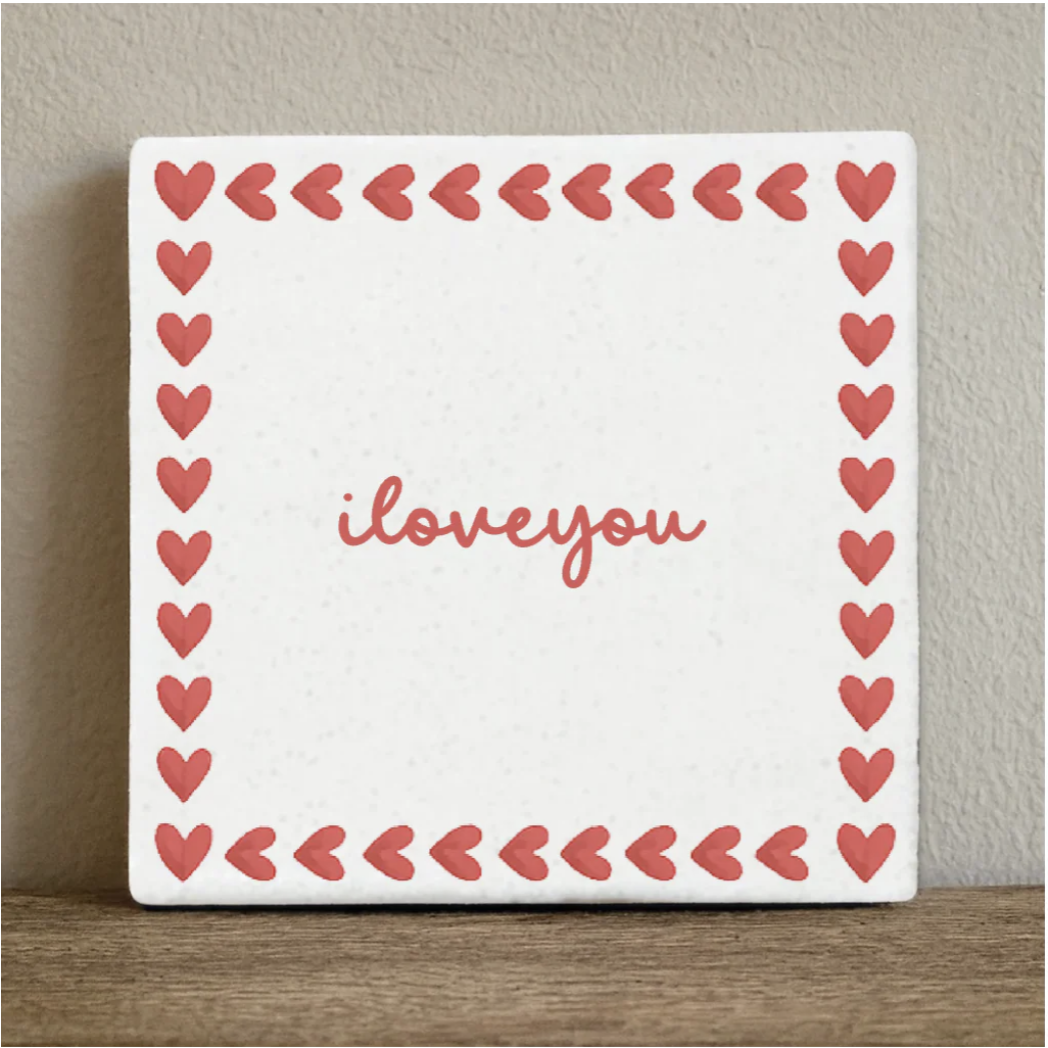 Tile heart frame red - 10x10 cm