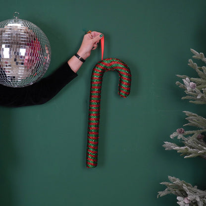 Kerstdecoratie zuurstok 52 cm groen/rood schuim
