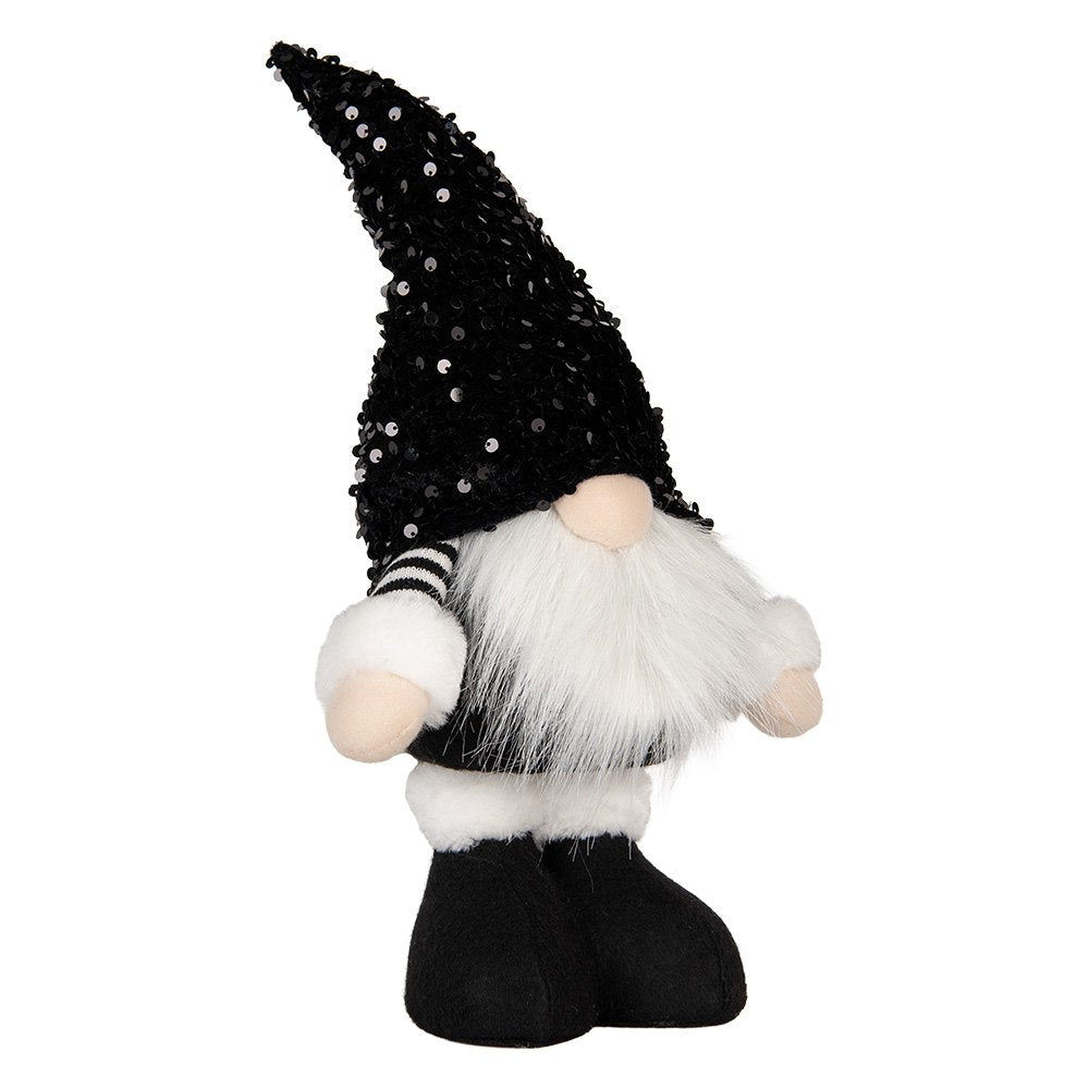 Kerstdecoratie kabouter 10x15x38 cm zwart synthetisch LED