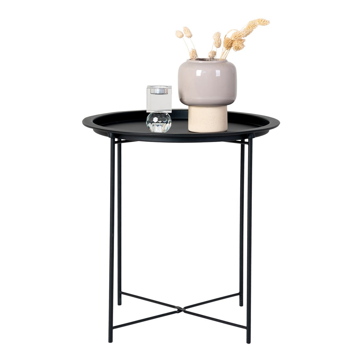 Bijzettafel staal Ø47x50 cm zwart