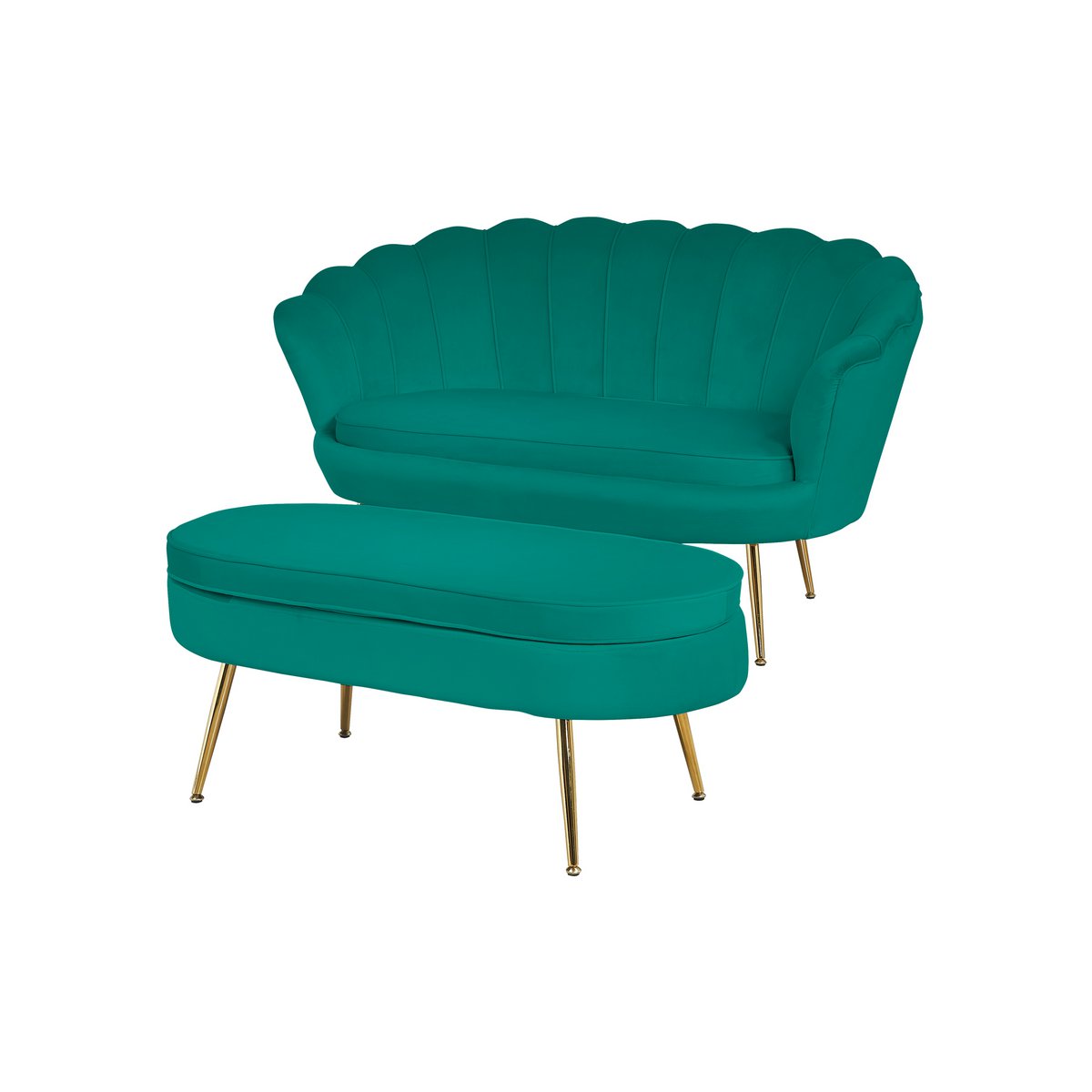 Poef ovaal fluweel groen 99x44x40 cm
