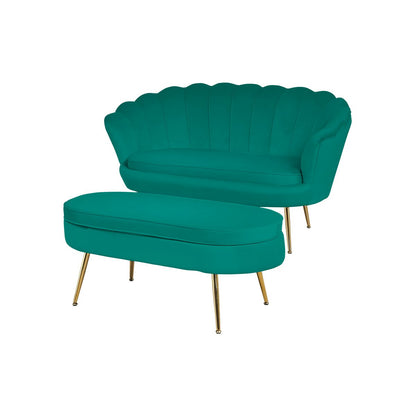 Poef ovaal fluweel groen 99x44x40 cm