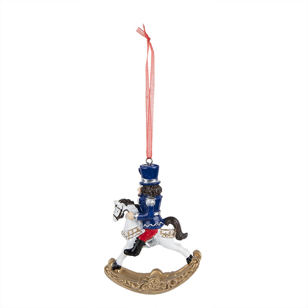 Nutcracker decoration on rocking horse 7x2x10 cm
