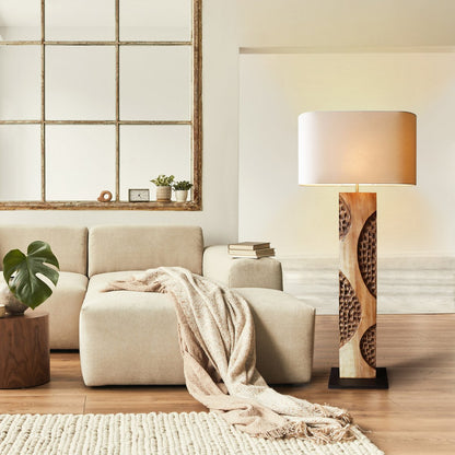 Vloerlamp acacia/linnen naturel 171 cm