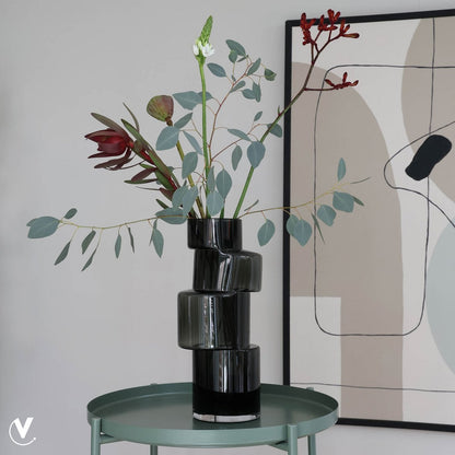 Vaas 13x35 cm grijs glas