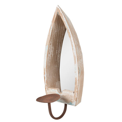 Kandelaar hout beige 15x17x36 cm
