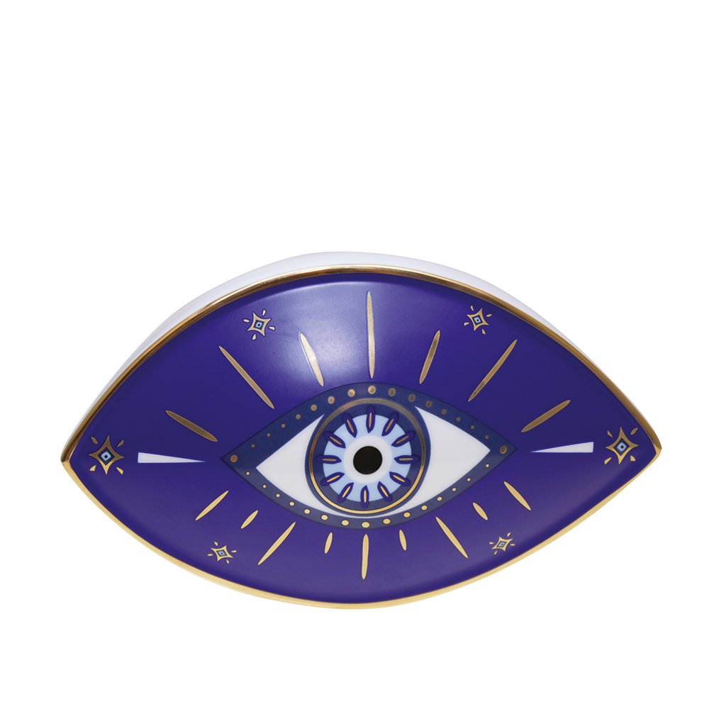 Decoratief oog 20x12x13,5 cm keramiek donkerblauw