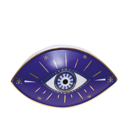 Decoratief oog 20x12x13,5 cm keramiek donkerblauw