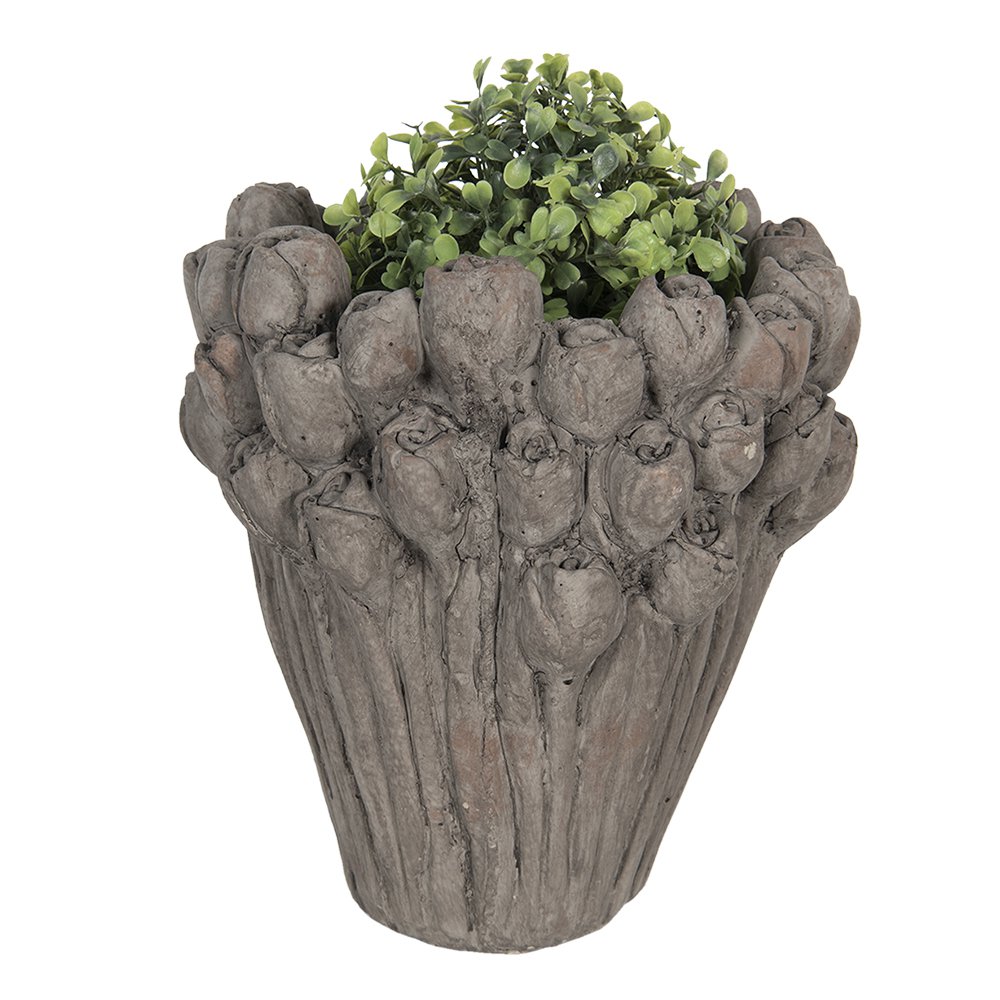 Bloempot Ø 23x25 cm Grijs Steen Bloemen Bloempot Binnen