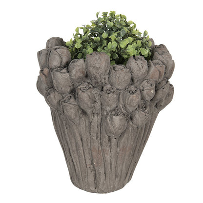 Bloempot Ø 23x25 cm Grijs Steen Bloemen Bloempot Binnen