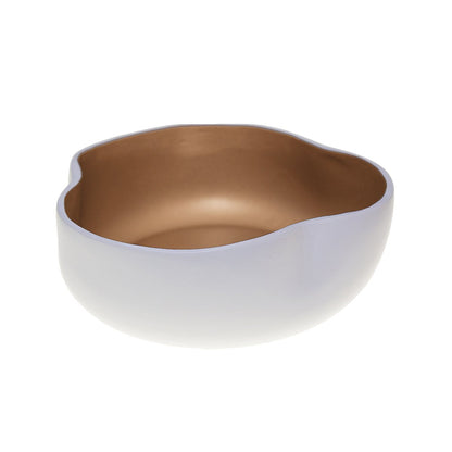 Serveerschaal keramiek 20x20x8 cm wit goud