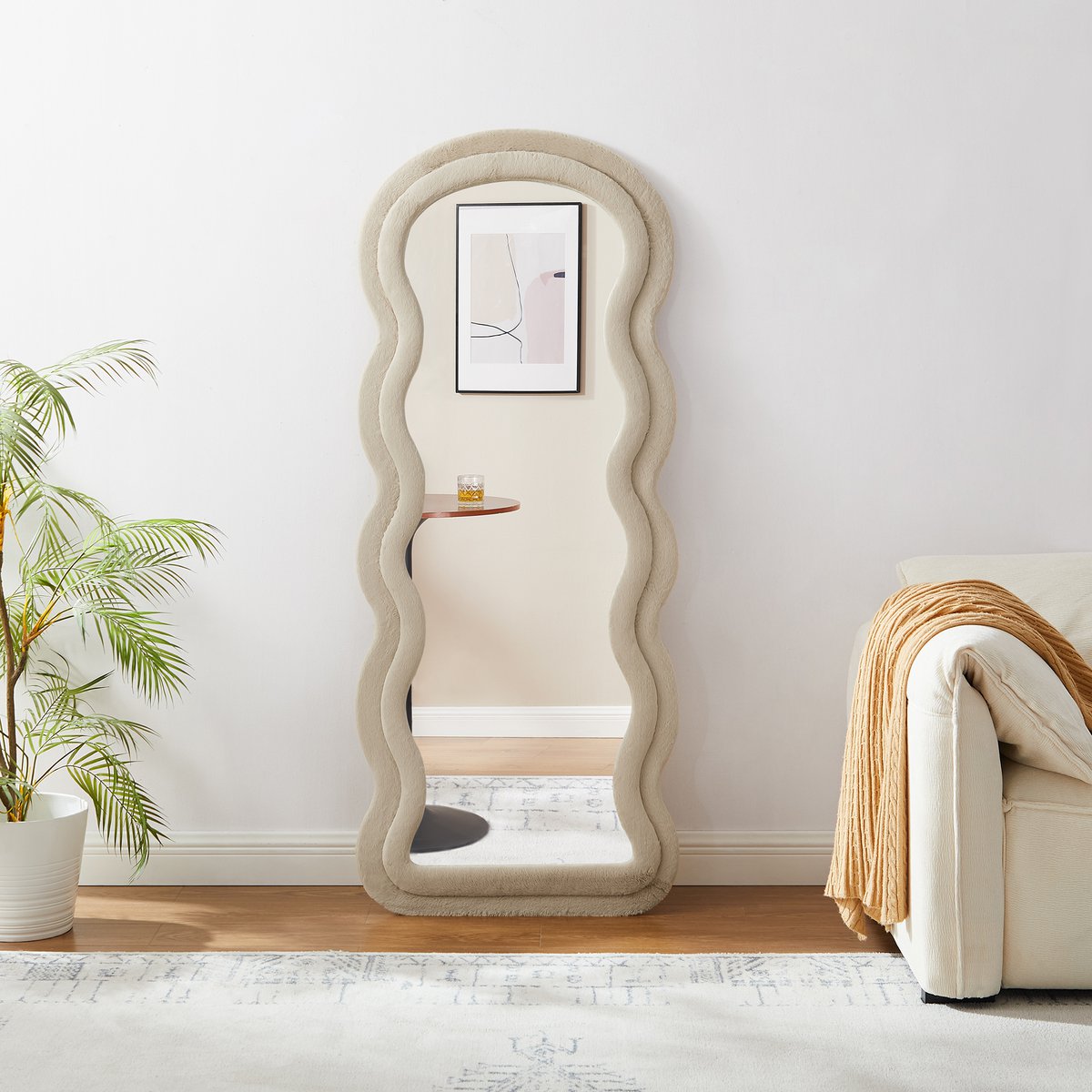 Mirror imitation fur champagne 70x170 cm
