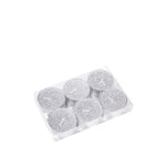 Theelichtjes zilver glitter set 6 stuks