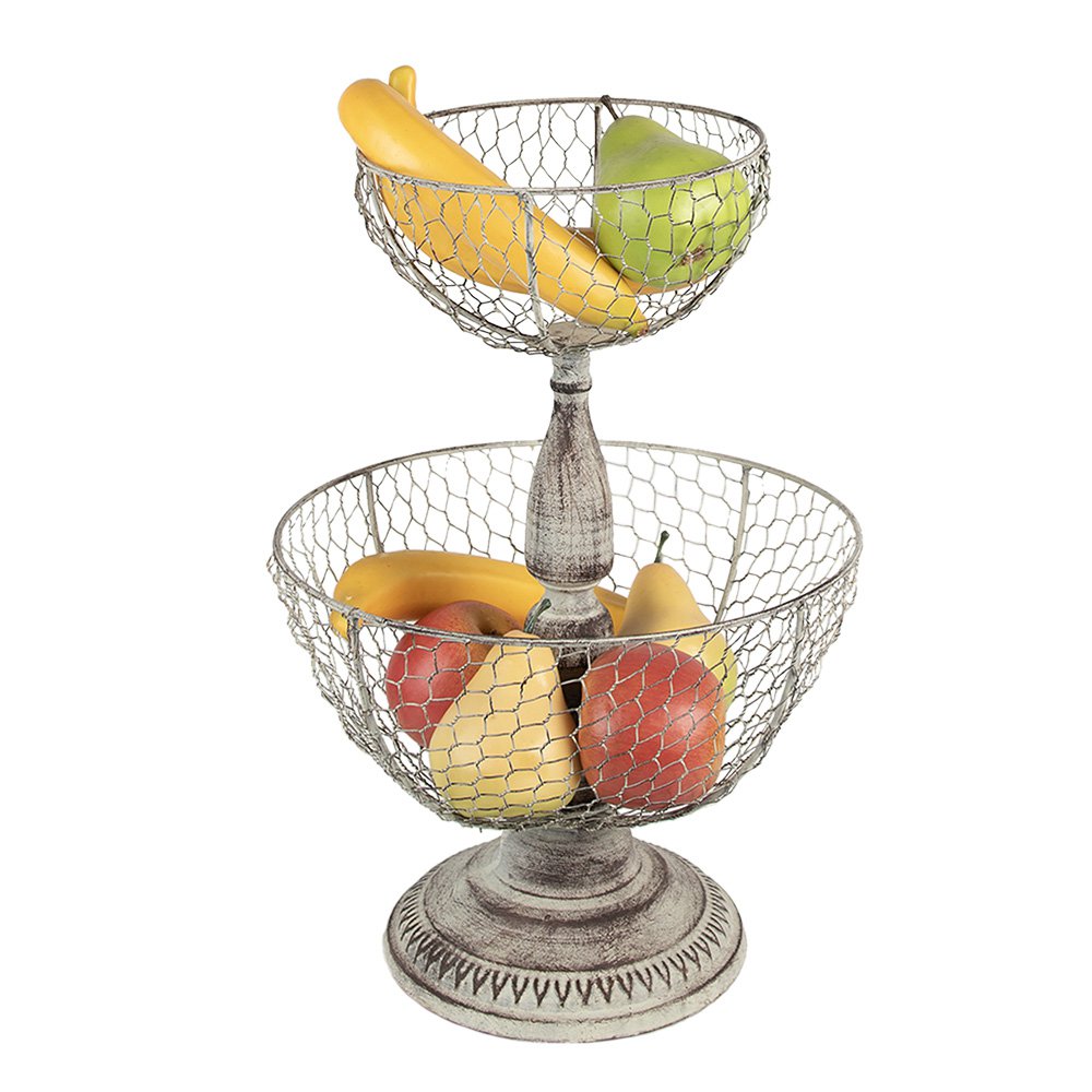 Etagère 2 laags Ø 30x44 cm beige ijzer
