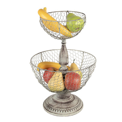 Etagère 2 laags Ø 30x44 cm beige ijzer