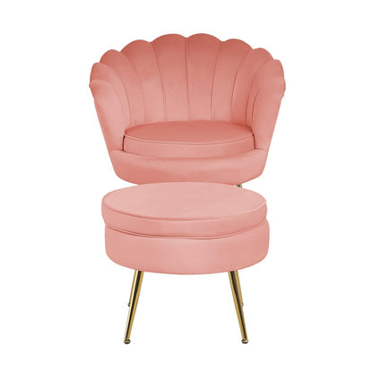 Shell armchair in Rose velvet