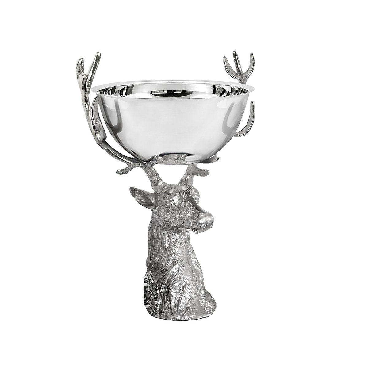Hertenkop met schaal 45 cm massief zilver