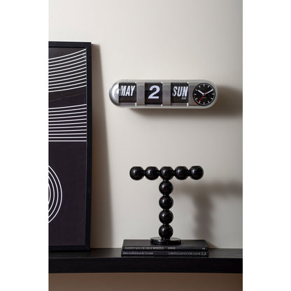 Wandklok Tube Flip 38 cm zilver plastic