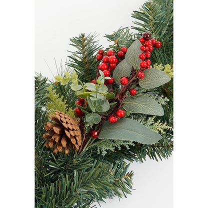 Kerstguirlande 180 cm groen rood met dennenappels