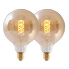 2 Set LED Lamp E27 version, 5 watt Ø 12.5 cm, metal and glass, Amber