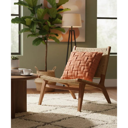 Kussenhoes 45x45 cm gevlochten katoen auburn