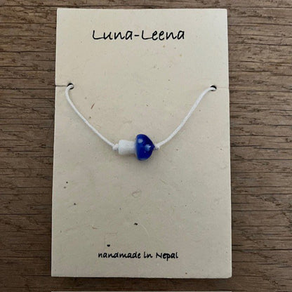 Kinderarmband paddestoel blauw handgemaakt