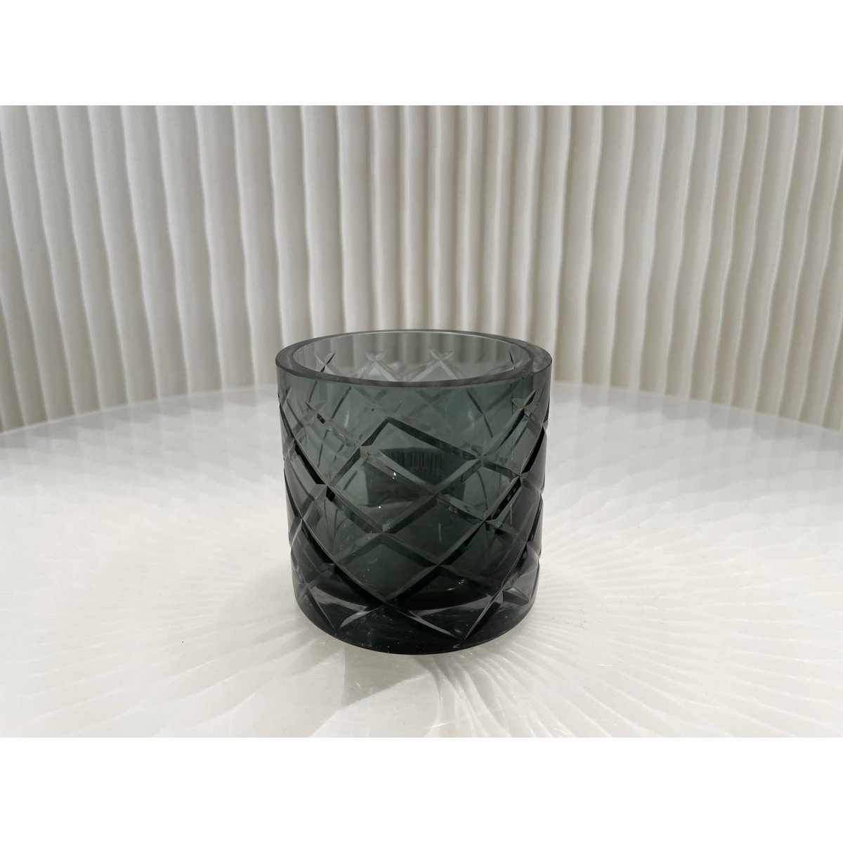 Windlicht kristalglas 5x8 cm blauw