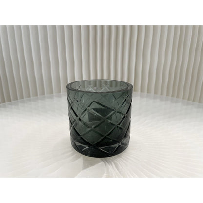 Windlicht kristalglas 5x8 cm blauw