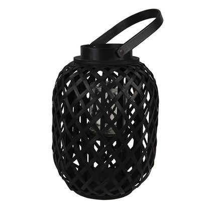 Lantern Ø 22x29 cm Black Bamboo Candle Holder