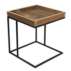 Bijzettafel 40x40x45 cm hout ijzer zwart