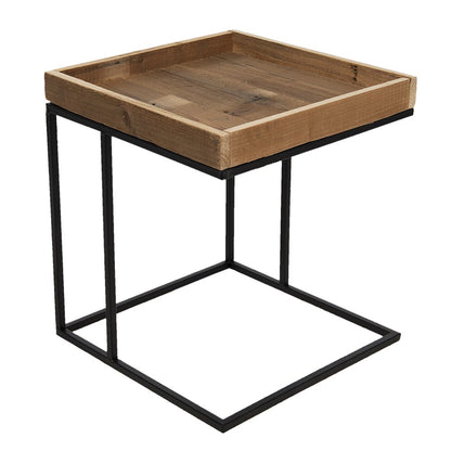 Bijzettafel 40x40x45 cm hout ijzer zwart