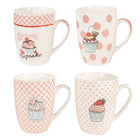 Mokken set van 4 roze 300 ml porselein