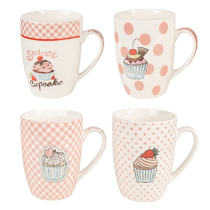 Mokken set van 4 roze 300 ml porselein