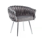 Stoel velvet grijs met chroom frame