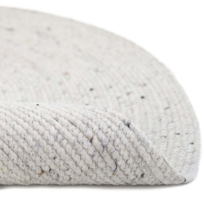 Vloerkleed rond 140 cm wol katoen beige-ecru