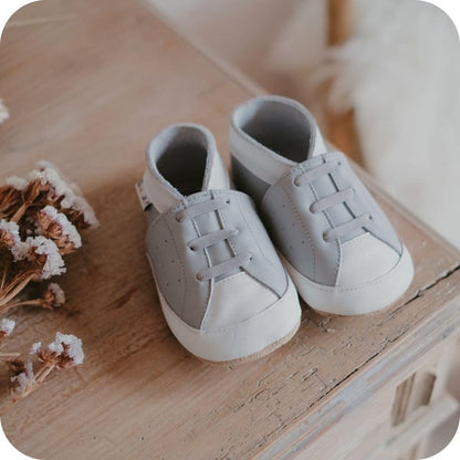 Babyslofjes leer grijs sneaker
